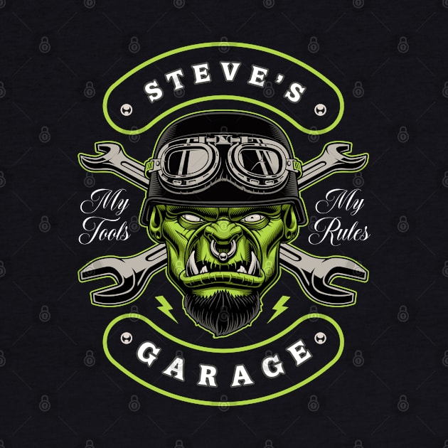 Steve's Garage Personalized Men's Gift by grendelfly73